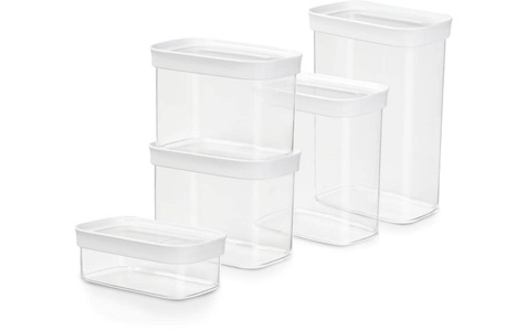 Emsa, Emsa Optima Vorratsdosen Set weiss 5St, Emsa Vorratsdose »Optima 5 Stück Transparent«, (5 tlg.)