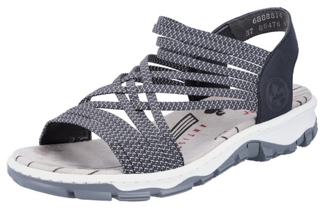 Rieker, Rieker Riemchensandale, mit praktischen Stretchbändern, Rieker Riemchensandale, Sommerschuh, Sandalette, Keilabsatz, mit praktischen Stretchbändern