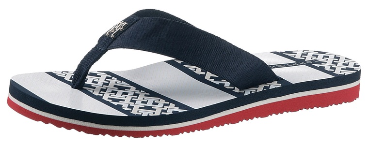 Tommy Hilfiger, Tommy Hilfiger Zehentrenner »TH MONOGRAM ESSENTIAL SANDAL«, mit bedruckter Decksohle, 