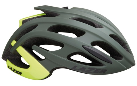Lazer, Lazer Fahrradhelm »Blade+«, Lazer Velohelm Blade+ Road - Matte Dark Green, Flash Yellow (Grösse: M (55-59 cm))