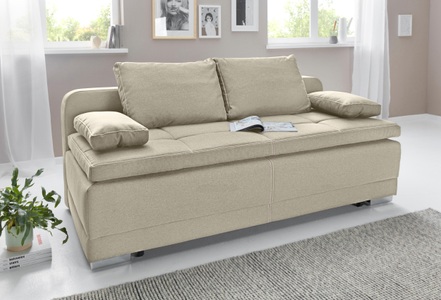 COLLECTION AB, COLLECTION AB Schlafsofa, mit Bettfunktion und Bettkasten, frei im Raum stellbar, inklusive loser Armlehn-und Rückenkissen, COLLECTION AB Schlafsofa »Berlin«, Bettfunktion und Bettkasten, lose Armlehn-und Rückenkissen