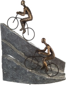 Casablanca by Gilde Dekofigur »Skulptur Racing, bronzefarben/grau«, Dekoobjekt, Höhe 33, Radfahrer am Berg, mit Spruchanhänger, Wohnzimmer