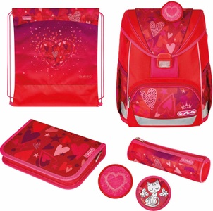 Herlitz, UltraLight Plus Sweet Hearts, Schulranzen, Herlitz Schulranzen »UltraLight Plus Sweet Heart«, Floureszierende Flächen-reflektierende Streifen auf den Schultergurten-Reflektoren
