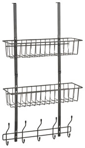 Zeller, Zeller - Tür-Hängeregal m. 2 Körben u. Haken, Metall, Zeller Present Hängeregal, BxTxH: 39x16x72 cm