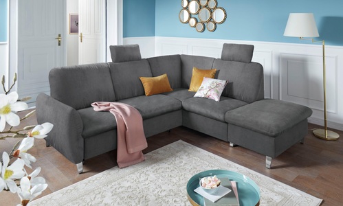 SIT&MORE, sit&more Ecksofa, sit&more Ecksofa »Daytona L-Form«, mit Federkern, zwei Kopfstützen und wahlweise mit Bettfunktion