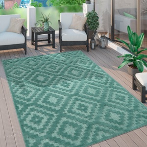 Paco Home Teppich »Livorno 672«, rechteckig, Uni-Farben, Scandi, Rauten Muster, Hoch-Tief Effekt, Outdoor geeignet