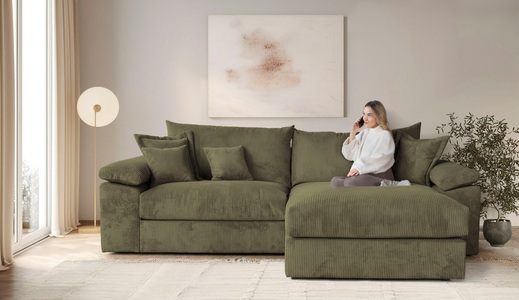 HOME AFFAIRE, Home affaire Ecksofa »Soft&Cosy XXL L-Form, B: 303 cm - OTTO. Verlässliche Qualität.« Mega-Sofa, Cord oder Chenille-Struktur, mit Federkern & 4 Zierkissen
