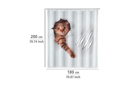undefined, Duschvorhang Katze braun-weiss, WENKO Duschvorhang »Cute Cat«