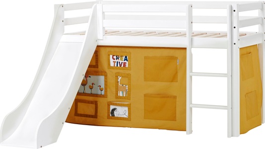 Hoppekids, Hoppekids Hochbett »«Creator Autumn Yellow»«, Rutsche & Vorhang Gelb und viel Auswahl, Hoppekids Hochbett »«Creator Autumn Yellow»«, Rutsche & Vorhang Gelb und viel Auswahl