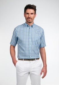 Eterna, ETERNA KURZARM HEMD COMFORT FIT TWILL HELLGRÜN/BLAU KARIERT, 