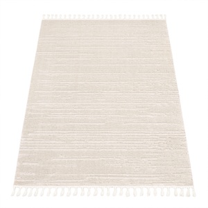 Paco Home Teppich »Auckland 294«, rechteckig, Kurzflor, Uni-Farben, Hoch-Tief-Effekt, mit Fransen