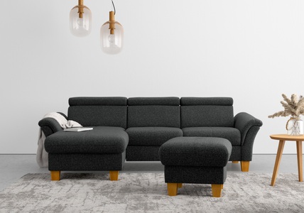 HOME AFFAIRE, Home affaire Ecksofa, wahlweise mit Bett mit klappbaren Rollen, Kasten und Kopfverstellung, Home affaire Ecksofa »Lindgren L-Form«, wahlweise mit Bett mit klappbaren Rollen, Kasten und Kopfverstellung