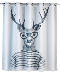 undefined, Duschvorhang Mr. Deer Flex schwarz-weiss, WENKO Duschvorhang »Mr. Deer«, Höhe 180 cm