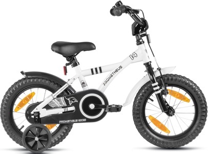 Prometheus Bicycles, PROMETHEUS BICYCLES® Kinderfahrrad 14 in Weiß & Schwarz ab 3 Jahre mit Stützräder, 