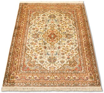 MorgenLand, morgenland Teppich »Kaschmir Seide Teppich handgeknüpft beige«, rechteckig, 5 mm Höhe, morgenland Teppich »Kaschmir Seide Teppich handgeknüpft beige«, rechteckig, 5 mm Höhe