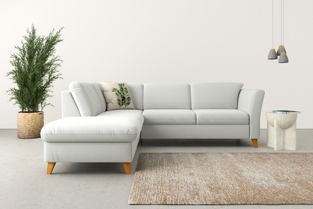 HOME AFFAIRE, Home affaire Ecksofa »Trelleborg«, Federkern-Polsterung, wahlweise mit Bettfunktion und Stauraum, Kopfstützen optional, Home affaire Ecksofa »Trelleborg L-Form«, Federkern-Polsterung, wahlweise mit Bettfunktion und Stauraum