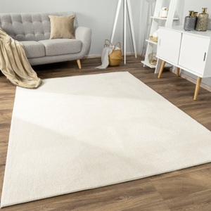 Paco Home Teppich »Sevilla 521«, rechteckig, Kurzflor, Uni Farben, weich & kuschelig, Hoch-Tief Effekt, Wohnzimmer