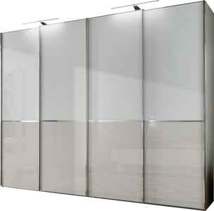 Wiemann, WIEMANN Schwebetürenschrank »Shanghai«, mit Panorama-Tür und Glasfront, Novel Schwebetürenschrank in grau, weiss , Shanghai 2 , Holzwerkstoff , 8 Fächer , 300x217x67 cm , Dekorfolie,Hochglanz,Nachbildung , Typenauswahl, umfangreiches Zubehör erhältlich, In verschiedenen Grössen erhältlich , 000442016842