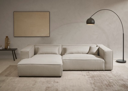 LeGer Home by Lena Gercke, LeGer Home by Lena Gercke Ecksofa »PIARA XXL, Big-Sofa in Cord oder Leinenoptik, L-Form, mit Kedernaht«, wahlweise Ottomane rechts/links, schwarze Füsse, extra tiefe Sitzfläche