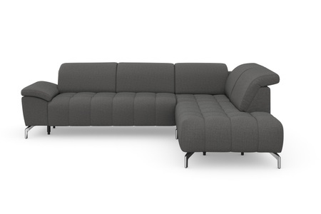 sit&more Ecksofa »Cool«, wahlweise mit Kopfteilverstellung und Vorziehsitz, motorisch,mit silberfarbenen Füssen