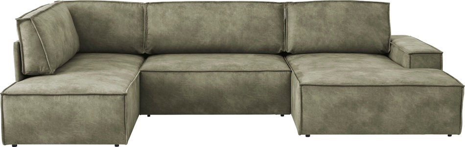 HOME AFFAIRE, Home affaire Wohnlandschaft »SHERWOOD«, mit Bett-Funktion (Liegefläche 194x139 cm), mit 4 losen Rückenkissen, Home affaire Wohnlandschaft »SHERWOOD XXL 329 cm, U-Form, Schlafsofa,«, Schlaffunktion m. Bettkasten (194x139 cm), Cord, Vintage, Samtvelours