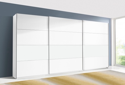 rauch ORANGE, rauch ORANGE Schwebetürenschrank »Quadra«, mit Glaselementen, rauch Schwebetürenschrank »Quadra BESTSELLER Schrank Schlafzimmerschrank in vielen Breiten«, Kleiderschrank Garderobenschrank mit Glaselementen
