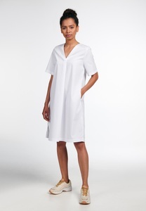 Eterna, ETERNA KURZARM BLUSENKLEID MODERN CLASSIC POPELINE WEISS UNIFARBEN, 