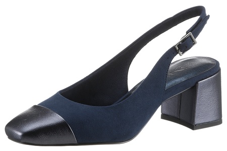 Marco Tozzi, MARCO TOZZI Slingpumps, Abendschuh, Sommerschuh, Blockabsatz, in modischer Karreeform, MARCO TOZZI Slingpumps, Abendschuh, Sommerschuh, Blockabsatz, in modischer Karreeform