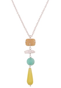 LESLII, leslii Kette mit Anhänger »lange Halskette, 220119149«, mit Süsswasserzuchtperle und Natursteinen, leslii Kette mit Anhänger »lange Halskette, 220119149«, mit Süsswasserzuchtperle - mit Naturstein
