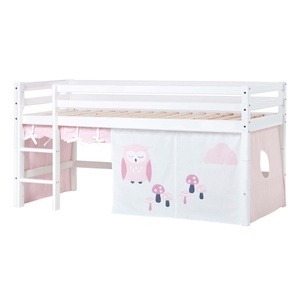 Hoppekids, Hoppekids Hochbett »ECO Dream, Kinderbett, Spielbett, Halbhohes Bett aus Massivholz«, inkl. Vorhang-Set Eule Rosa Rot, Bettgrösse & Matratze wählbar, Hoppekids Hochbett »ECO Dream, Kinderbett, Spielbett, Halbhohes Bett aus Massivholz«, inkl. Vorhang-Set Creator, Bettgrösse & Matratze wählbar
