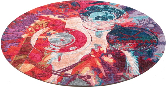 Sansibar Teppich »Keitum 008«, rund, Flachgewebe, modernes Design, Motiv Gläser & gekreuzte Säbel