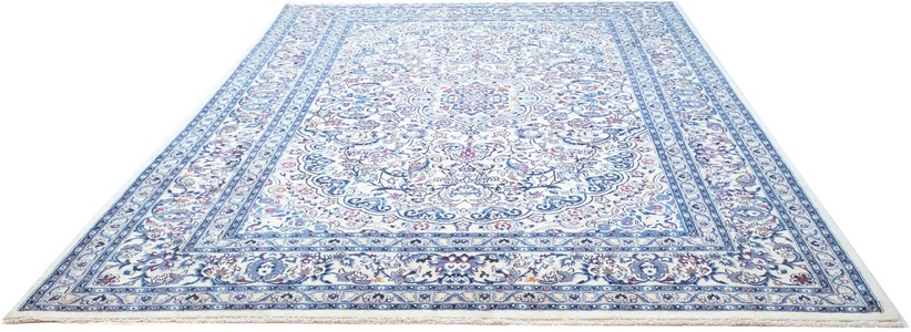 MorgenLand, morgenland Wollteppich »Nain 9la Teppich handgeknüpft blau«, rechteckig, 8 mm Höhe, 