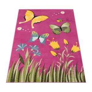PACO HOME, Paco Home Kinderteppich »Alma 940«, rechteckig, 14 mm Höhe, Kurzflor, Kinder Design, Motiv Schmetterlinge, Kinderzimmer, Paco Home Kinderteppich »Alma 940«, rechteckig, 14 mm Höhe, Kurzflor, Kinder Design, Motiv Schmetterlinge, Kinderzimmer