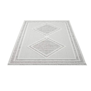 Carpet City Teppich »LINDO 8853«, rechteckig, Kurzflor, Hochtief-Muster/ 3D-Effekt, Fransen, Boho-Stil, Wohnzimmer