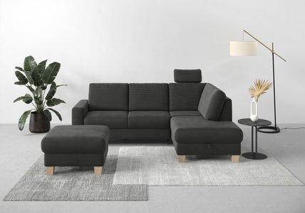 Home affaire Ecksofa »Summer«, mit Ottomane, wahlweise mit Bettfunktion und Bettkasten, Cord-Bezug