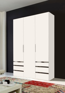 fresh to go, home24 Drehtuerenschrank Level 36A, MID.YOU Drehtürenschrank in weiss , Level 36A 150Cm Weiss , Metall, Kunststoff , 2 Fächer , 6 Schubladen , 150x216x58 cm , Dekorfolie,Nachbildung , 001787040701