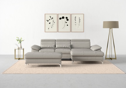 SIT&MORE, sit&more Ecksofa »Cabrio«, mit Sitztiefen- und Armteilverstellung sowie Federkern, 2 Nierenkissen, sit&more Ecksofa »Cabrio L-Form, B: 295 cm, mit Sitztiefen-, Arm- & Kopfteilverstellung« 2 Nierenkissen, Federkern, optional Bettfunktion und Stauraum
