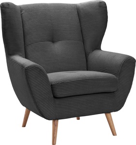 exxpo - sofa fashion, exxpo - sofa fashion Sessel »ALVESTA, Ohrensessel, Loungesessel mit hohem Sitzkomfort«, gemütliche Rückenlehne, mit Knopfheftung und hohen Holzfüssen, in Cord, exxpo - sofa fashion Sessel »ALVESTA, Ohrensessel, Loungesessel mit hohem Sitzkomfort« gemütliche Rückenlehne, mit Knopfheftung und hohen Holzfüssen, in Cord