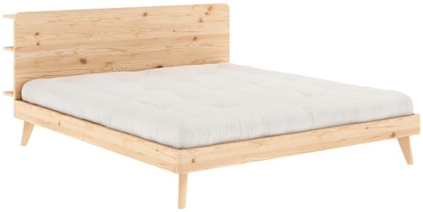 Karup Design Bettgestell »RETREAT BED«, aus Kiefer massiv mit Lattenrost, Kopfteil mit 3 Ablagen