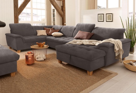 HOME AFFAIRE, Home affaire Wohnlandschaft »Lyla«, wahlweise mit Rückenfunktion und zusätzlich mit Bett + Bettkasten, Home affaire Wohnlandschaft »Lyla U-Form«, wahlweise mit Rückenfunktion und zusätzlich mit Bett + Bettkasten