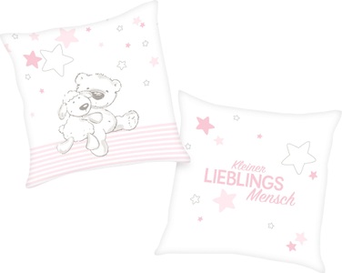 Baby Best, Baby Best Dekokissen »Kleiner Lieblingsmensch«, (1 St.), mit niedlichem Teddy-Motiv und liebevollem Schriftzug, Baby Best Dekokissen »Kleiner Lieblingsmensch« mit niedlichem Teddy-Motiv und liebevollem Schriftzug