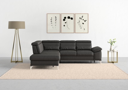 SIT&MORE, sit&more Ecksofa »Cabrio«, mit Sitztiefenverstellung und Federkern, 3 Nierenkissen, sit&more Ecksofa »Cabrio L-Form, B: 274 cm, mit Sitztiefen-, Arm- & Kopfteilverstellung« 3 Nierenkissen, Federkern, optional Bettfunktion und Stauraum