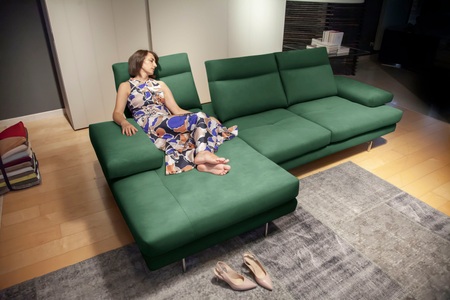 CALIA ITALIA Ecksofa »Toby Wing«, inklusive Sitztiefenverstellung, Füsse in Chrom glänzend