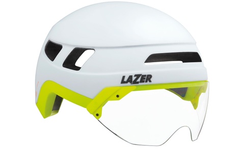 Lazer, Urbanize Mips Velohelm, Lazer Velohelm mit Visier Urbanize Mips - Matte White, Flash Yellow (Grösse: L (58-61 cm))