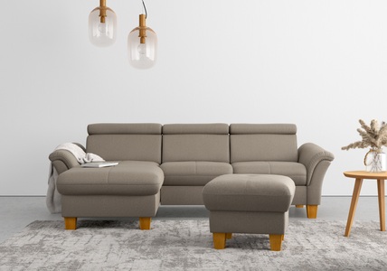 HOME AFFAIRE, Home affaire Ecksofa, wahlweise mit Bett mit klappbaren Rollen, Kasten und Kopfverstellung, Home affaire Ecksofa »Lindgren L-Form«, wahlweise mit Bett mit klappbaren Rollen, Kasten und Kopfverstellung