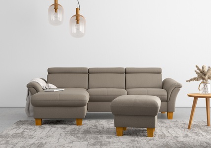 HOME AFFAIRE, Home affaire Ecksofa, wahlweise mit Bett mit klappbaren Rollen, Kasten und Kopfverstellung, Home affaire Ecksofa »Lindgren L-Form«, wahlweise mit Bett mit klappbaren Rollen, Kasten und Kopfverstellung
