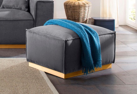 HOME AFFAIRE, Home affaire Hocker »Terry«, mit offener Kedernaht und Holzuntergestell, Home affaire Hocker »Terry«, mit offener Kedernaht und Holzuntergestell