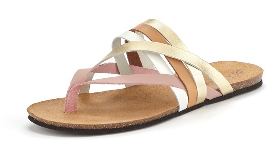 Lascana, LASCANA Zehentrenner, Pantolette aus Leder mit Korkfussbett, 