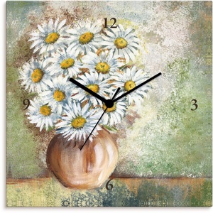 Artland, Artland Wanduhr »Margeriten in Vase I«, Artland Wanduhr »Margeriten in Vase I«, lautlos ohne Tickgeräusche
