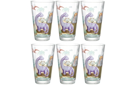 LEONARDO, Leonardo Kindertrinkglas Avventura 300 ml, 6 Stück, Dinosaurier, LEONARDO Glas